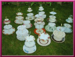 A typical collection of vintage cake stands